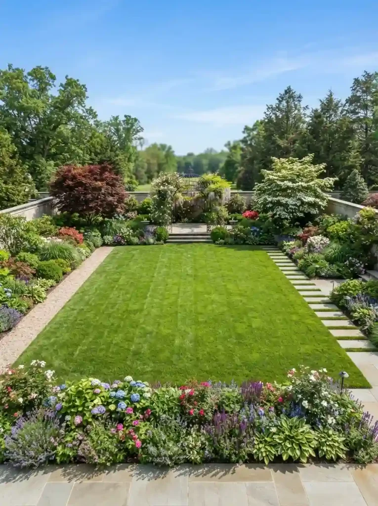 6. Frame the Lawn With Planting Borders
