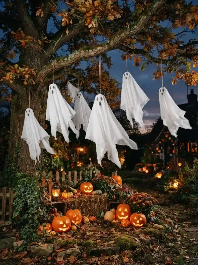 6. Ghosts Hanging From Tree Branches