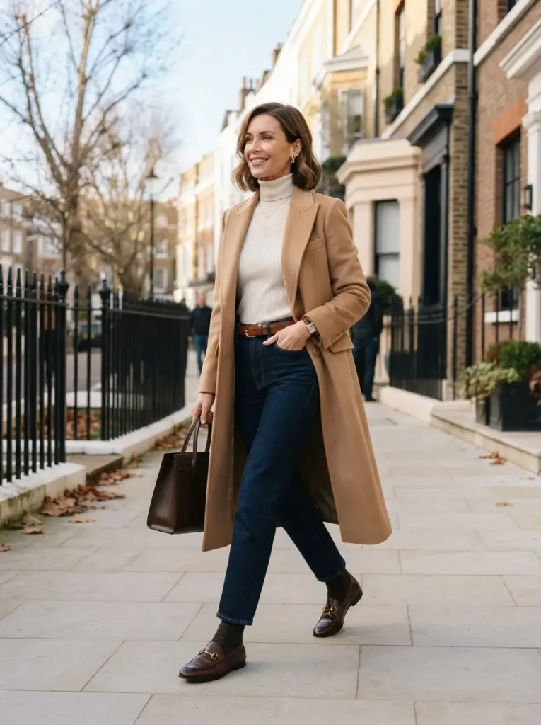 6. Ivory Turtleneck and Dark Denim