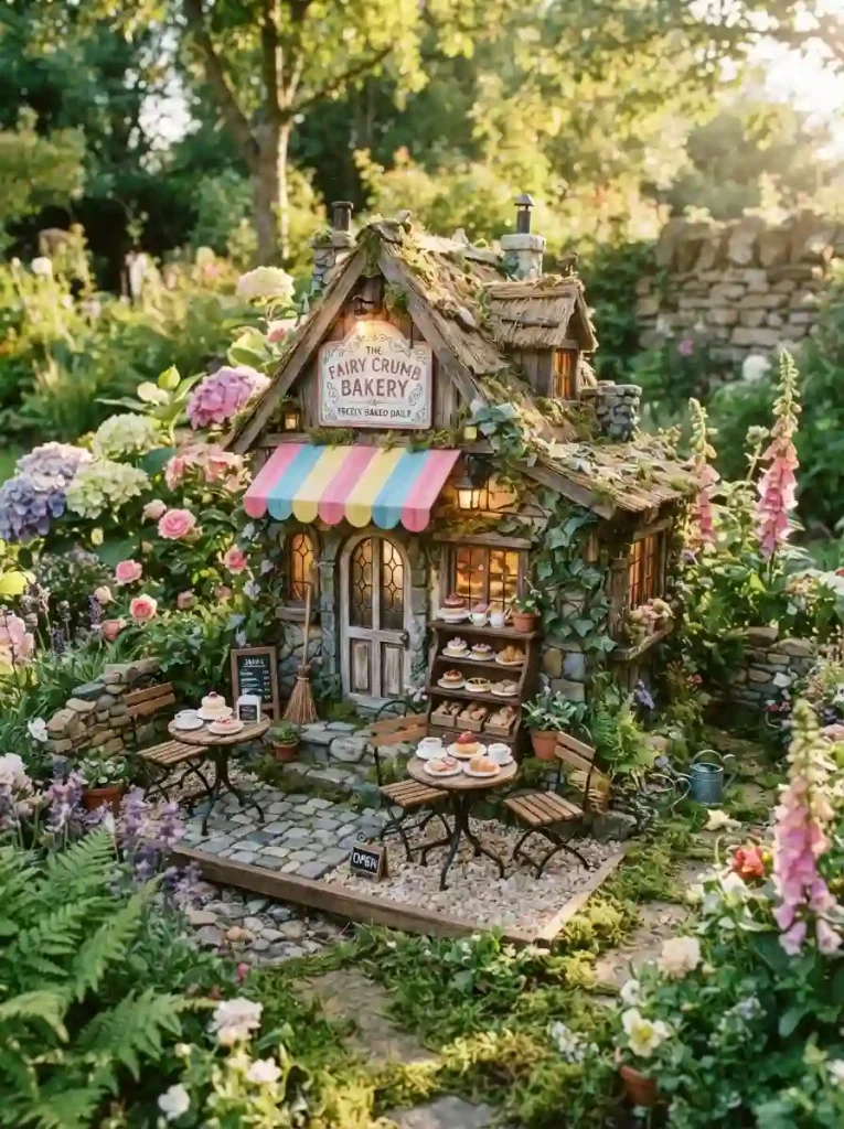 6. Make a Fairy Bakery With a Tiny Outdoor Café Area