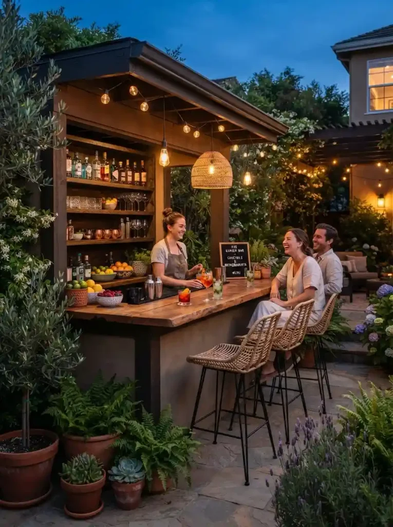 6. Make a small outdoor bar for easy hosting