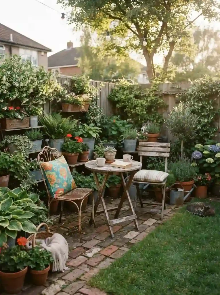6. Make a tiny seating area with secondhand furniture