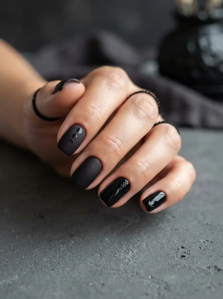 6. Matte Black vs Glossy Black Mini Manicure