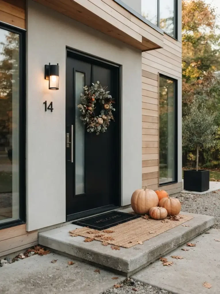 6. Minimal Pumpkin Doorstep