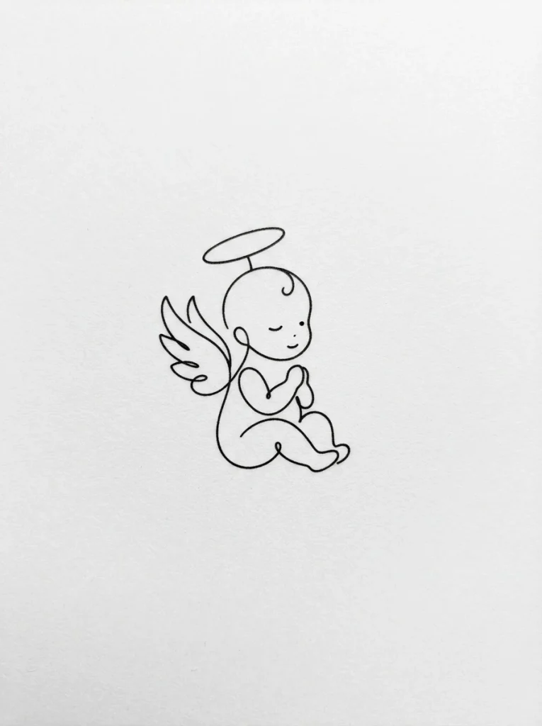 6. Minimalist Baby Angel Tattoo