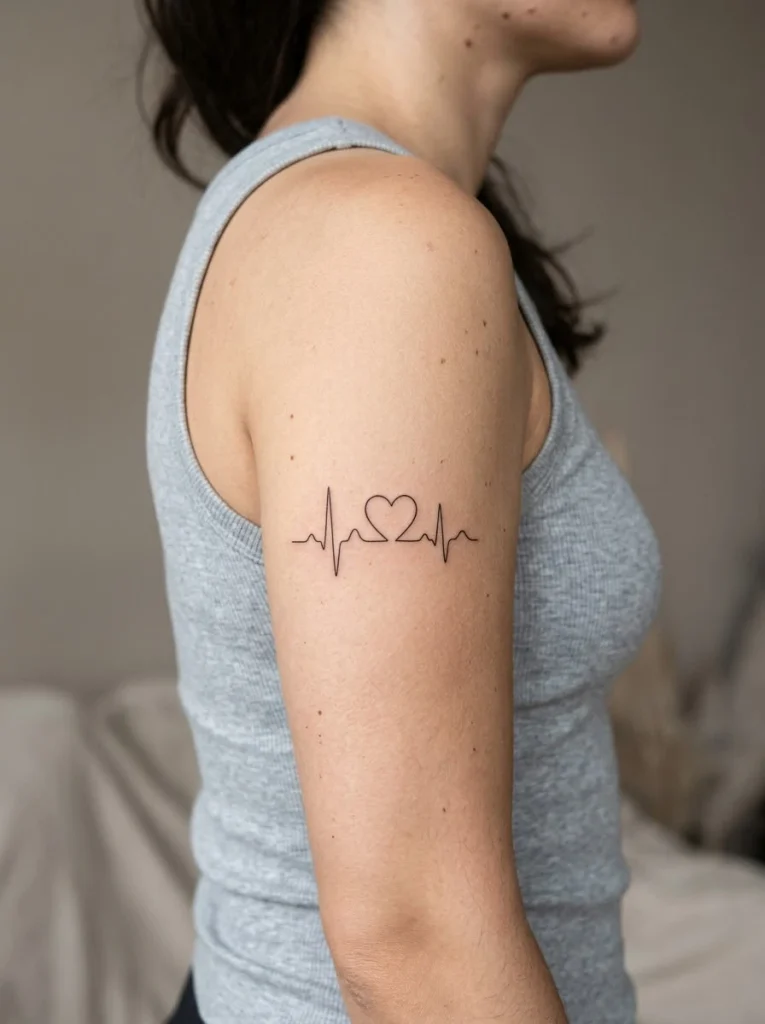 6. Minimalist Heartbeat Line
