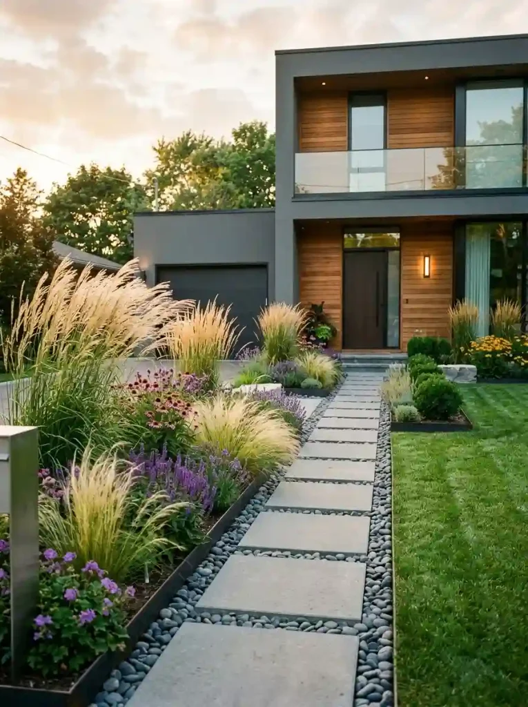 6. Mix Ornamental Grasses With Flowering Plants