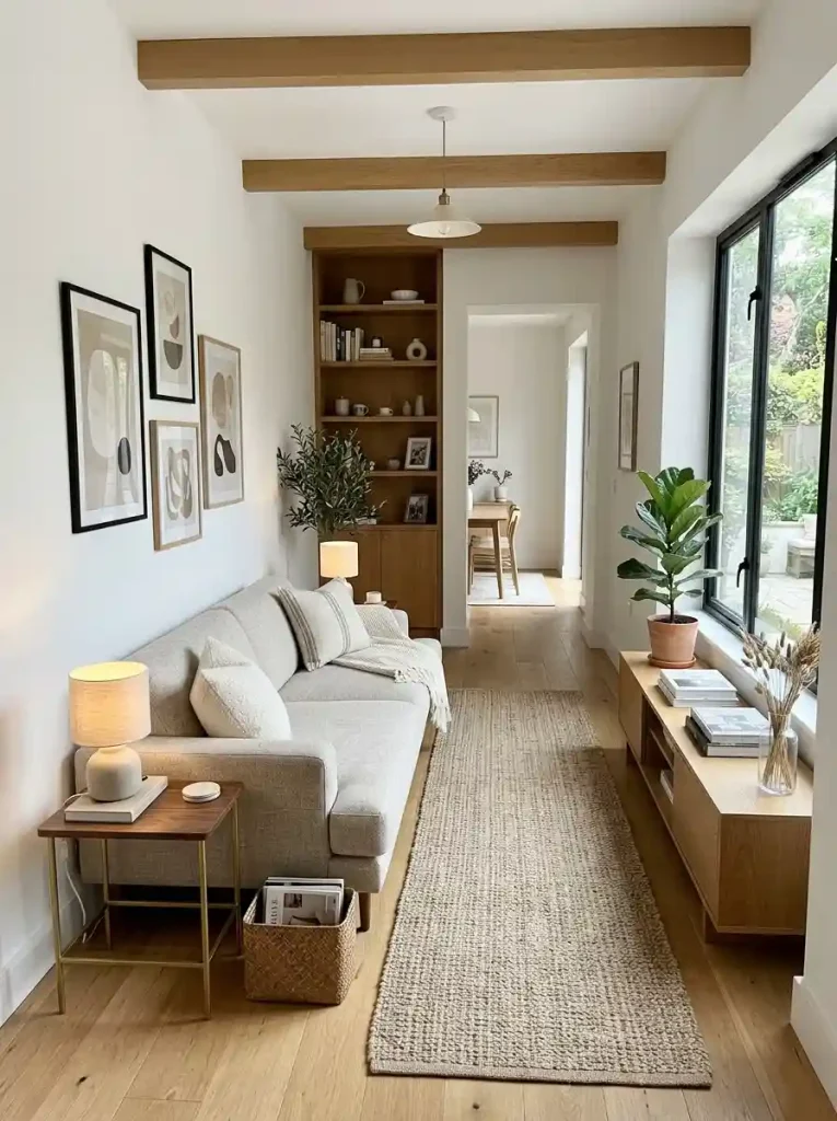 6. Narrow Sofa With A Side-Table Pair