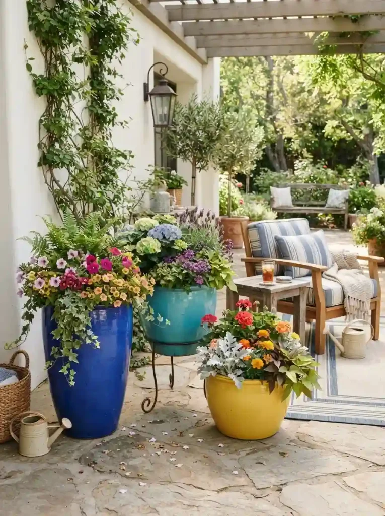 6. Refresh the Patio With Colorful Planters