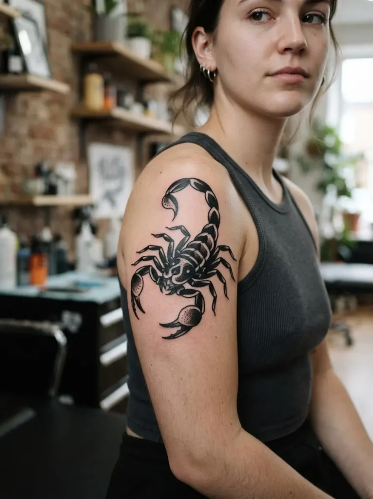 7. Blackwork Scorpion Tattoo