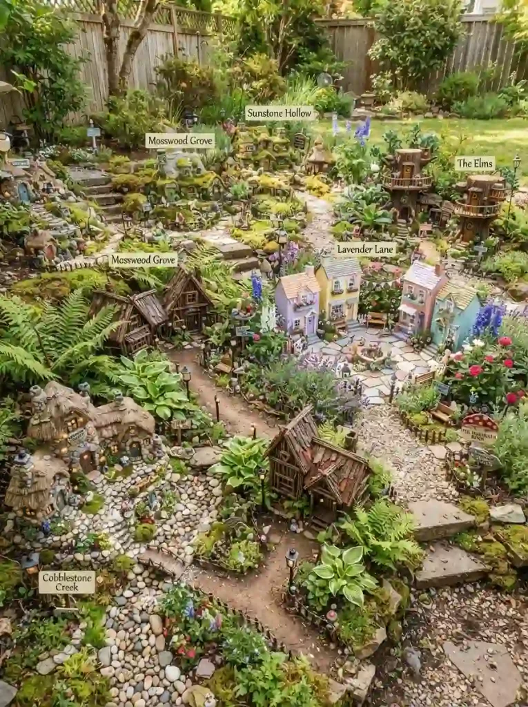 7. Create a Fairy Garden With Different Miniature Neighborhoods