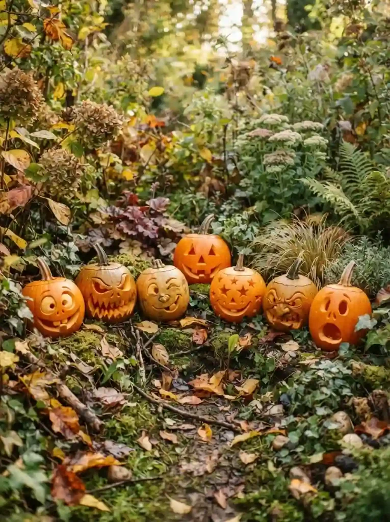 7. Creepy Pumpkin Garden Faces