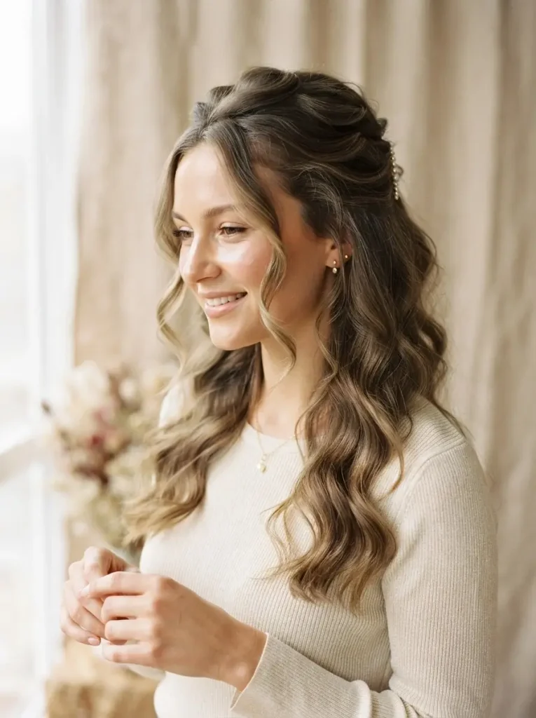 7. Face-Framing Half Up Hairstyle