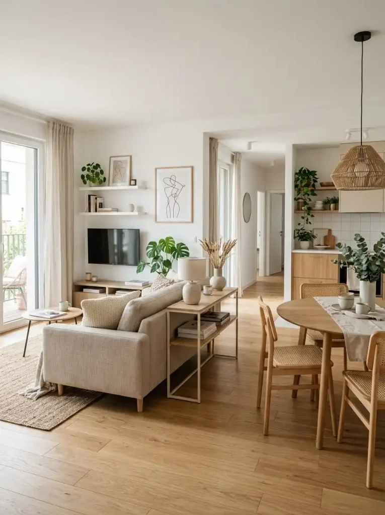 7. Floating Sofa To Separate Living And Dining Areas