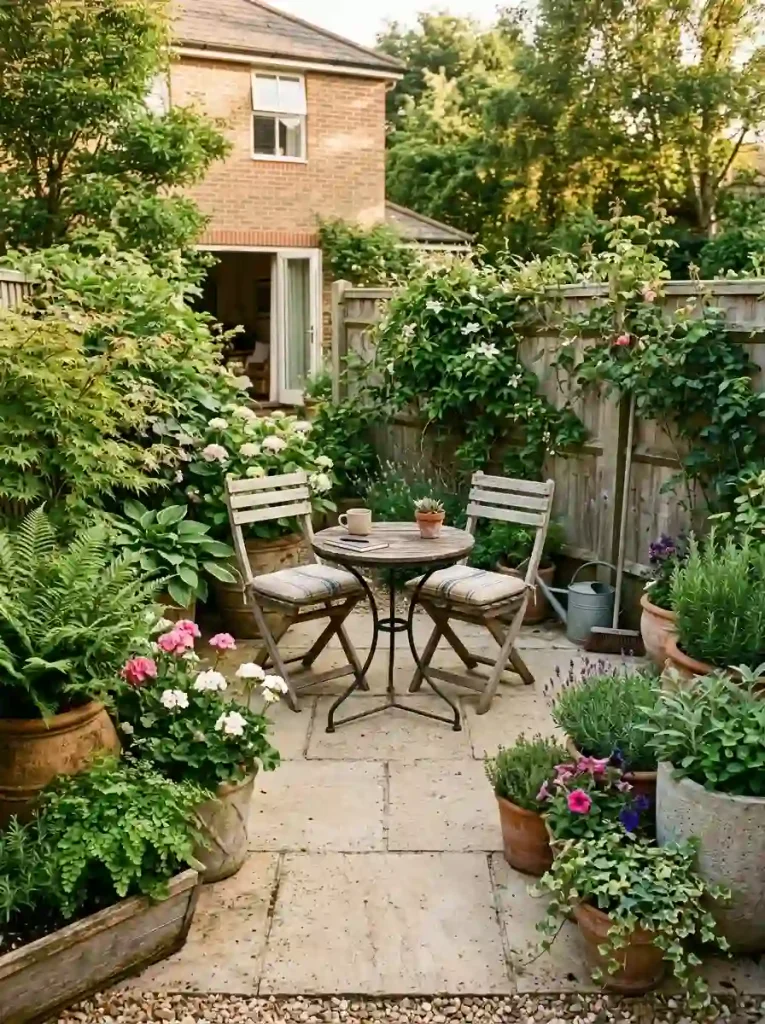 7. Frame a Tiny Patio Seating Area