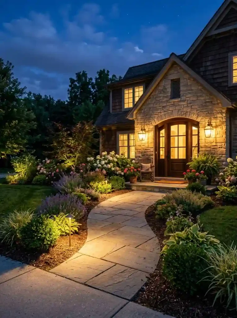 7. Install Low Garden Lighting Along the Walkway