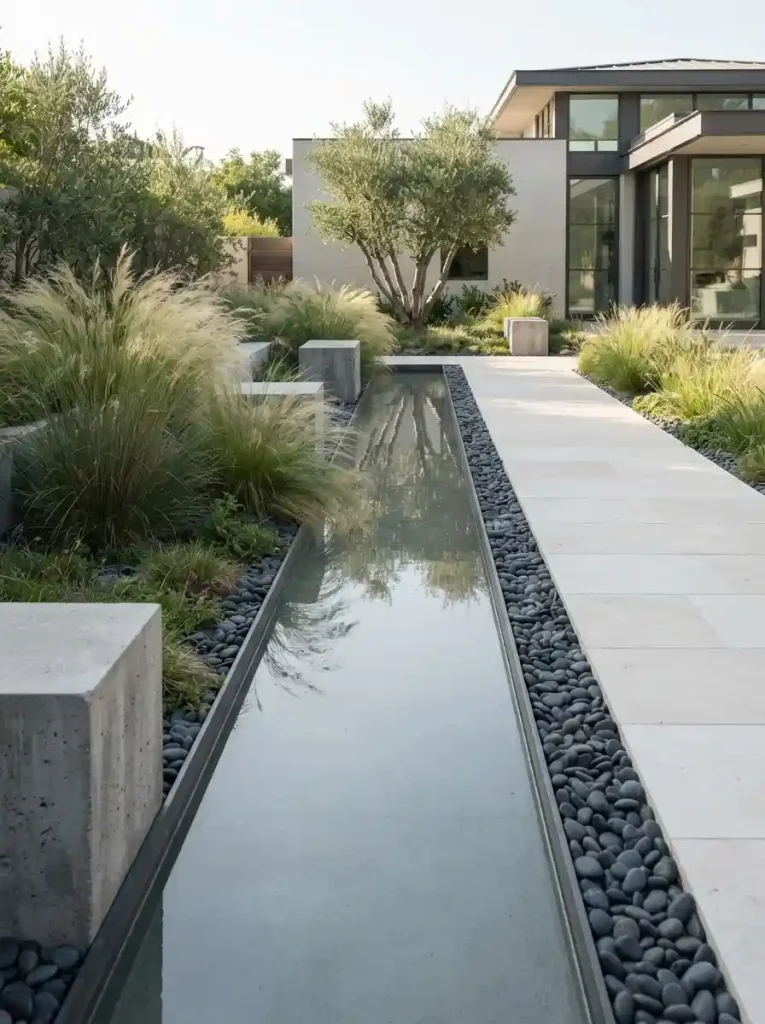 7. Introduce a Slim Reflective Water Feature