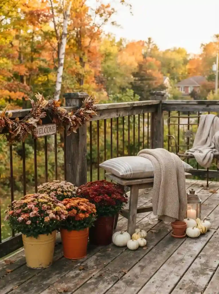 7. Rustic Farmhouse Mums and Galvanized Buckets
