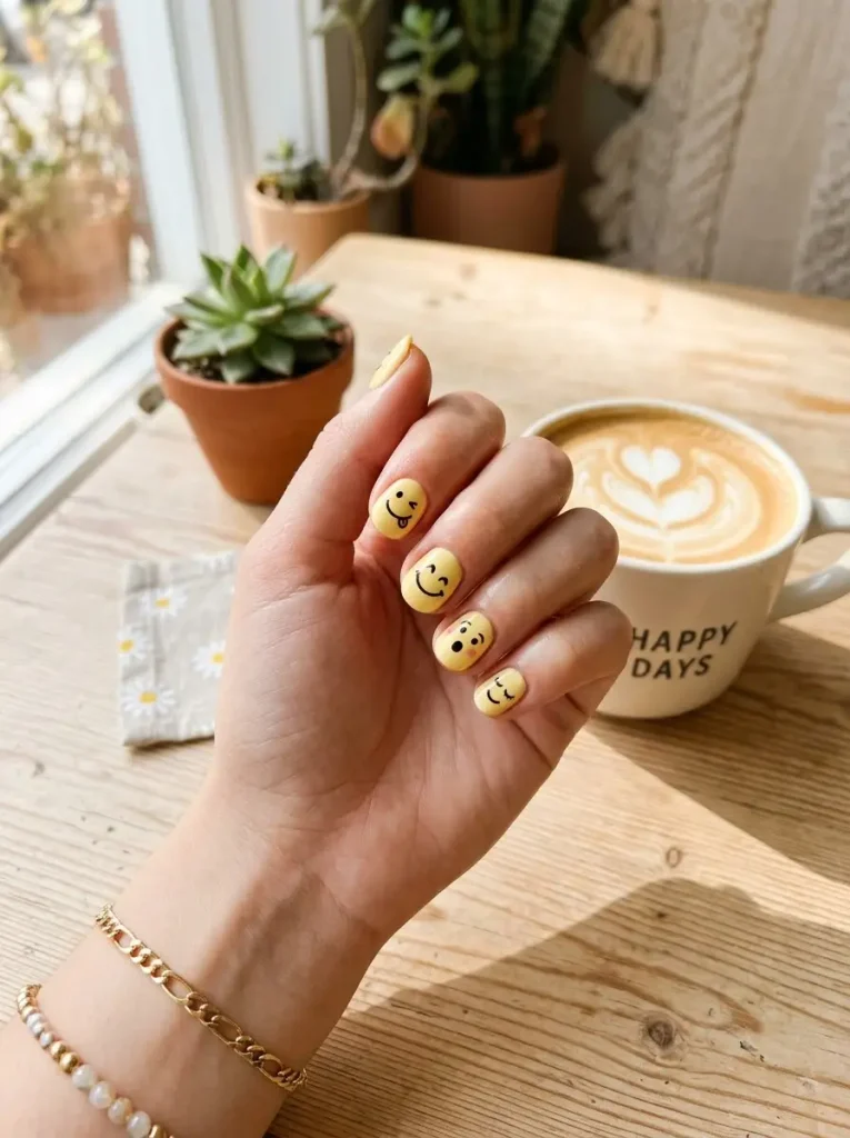 7. Smiley Face Nails