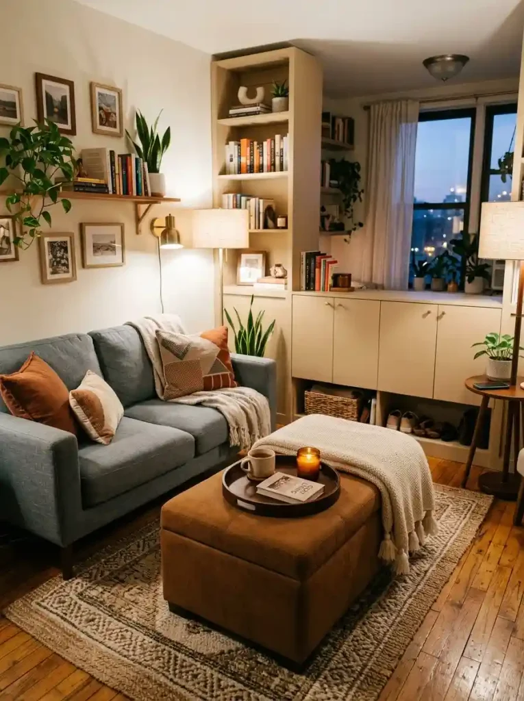 7. Use a Storage Ottoman Instead of a Traditional Coffee Table
