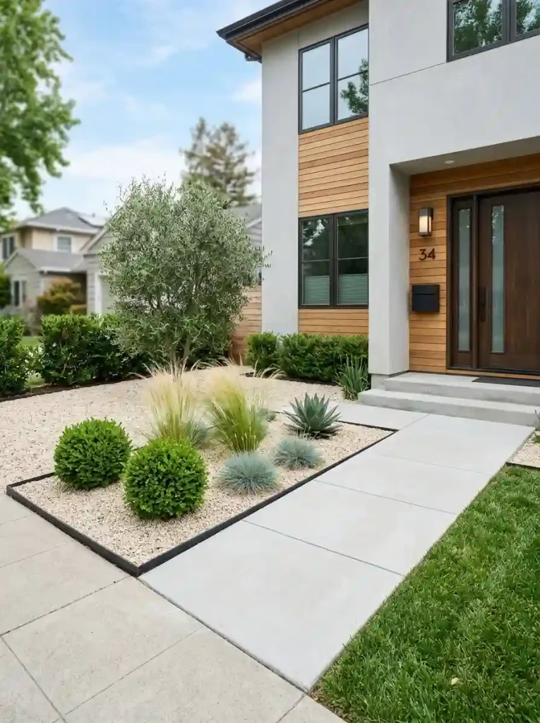7. Use gravel to create a clean modern planting bed
