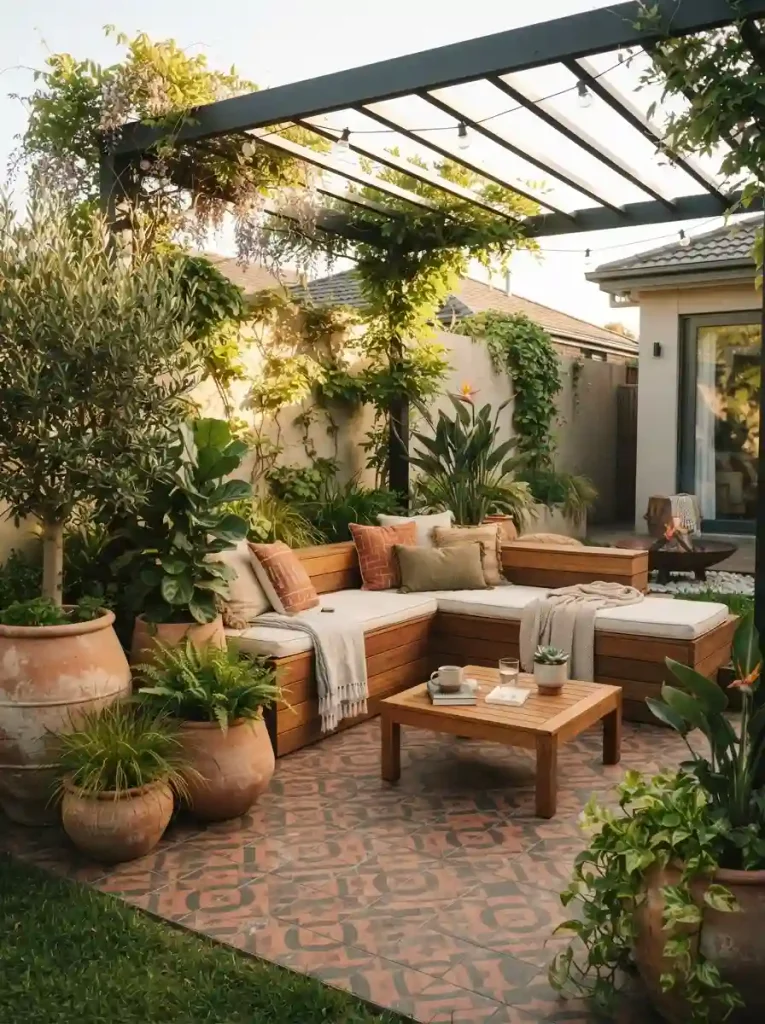 8. Build a Modern Garden Lounge Under a Pergola