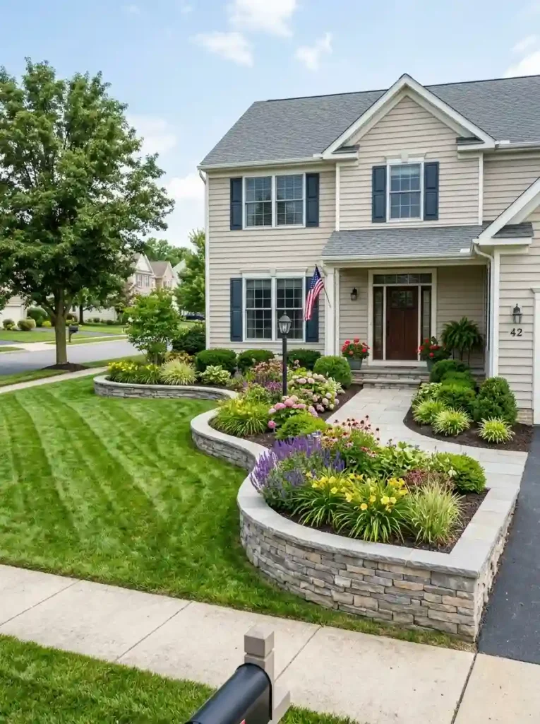 8. Build a Simple Raised Border Around the Lawn
