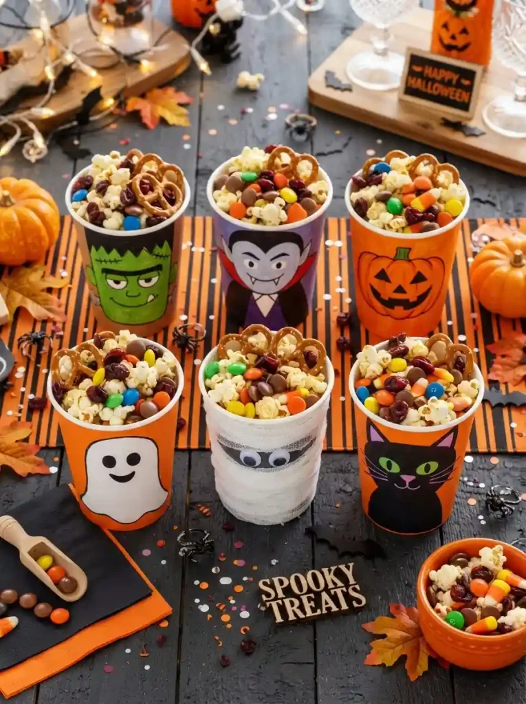 8. Halloween Popcorn Party Cups