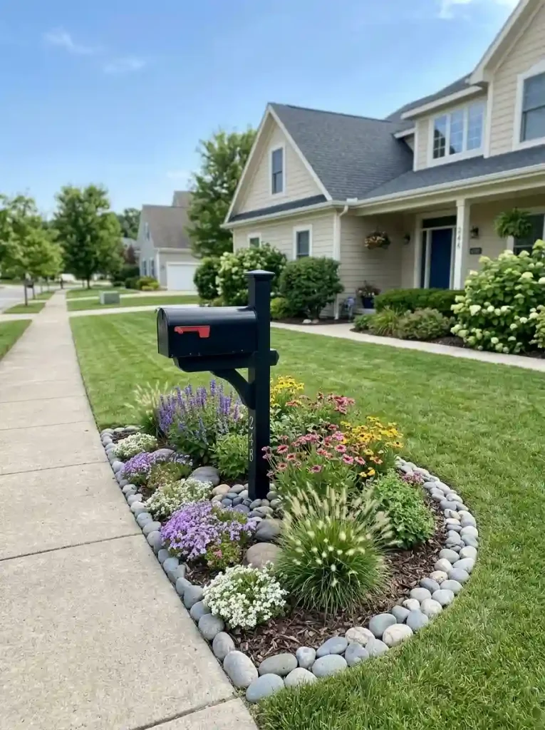 8. Highlight the mailbox with a compact planting island