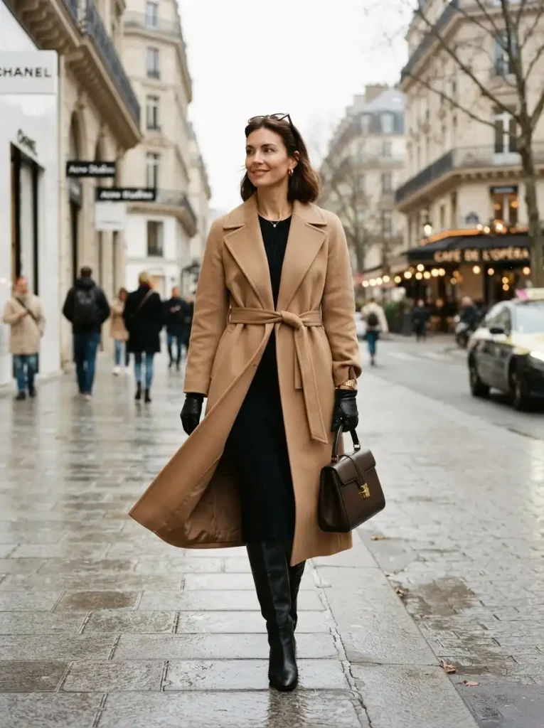 8. Knee High Boots With a Belted Coat