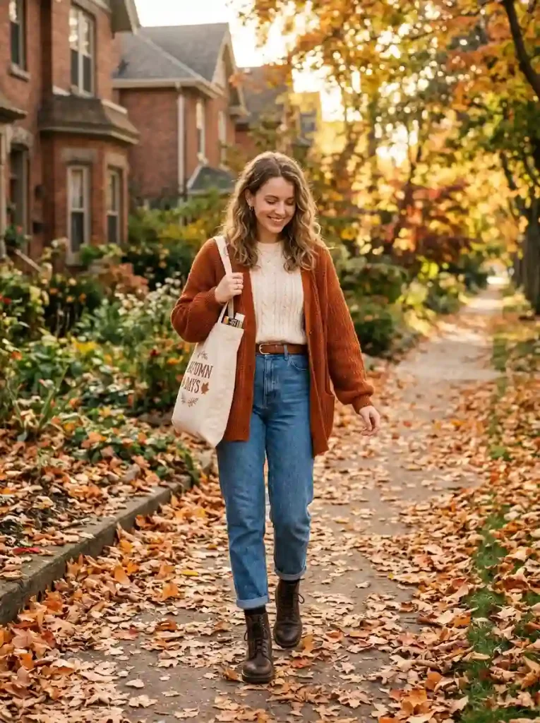 8. Mom Jeans with Lace-Up Boots