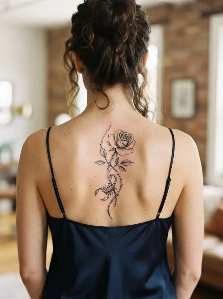 8. Scorpio Rose Tattoo