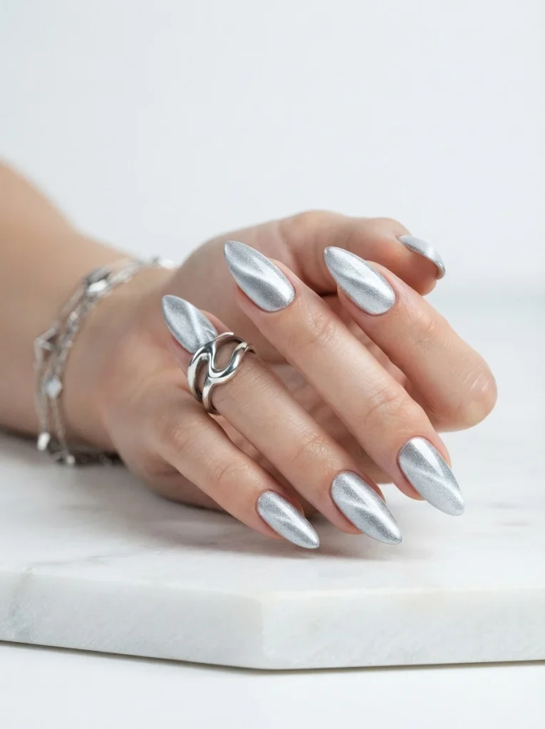 8. Silver Velvet Nails