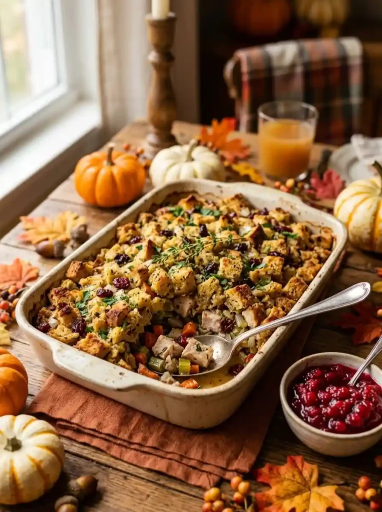 8. Turkey Cranberry Stuffing Casserole