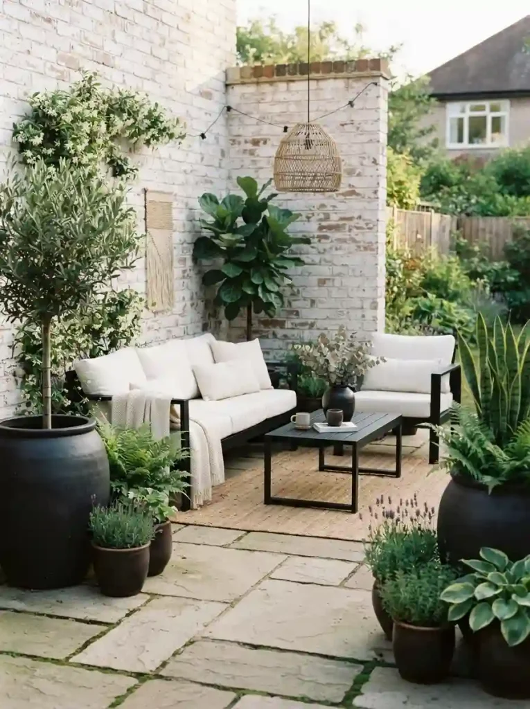 8. White Brick Wall With Black Furniture