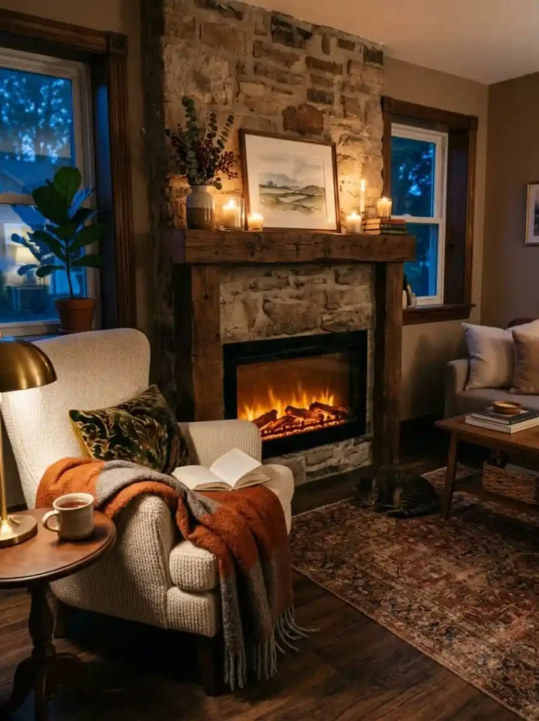 9. A Fireplace or Faux Fireplace Focal Point