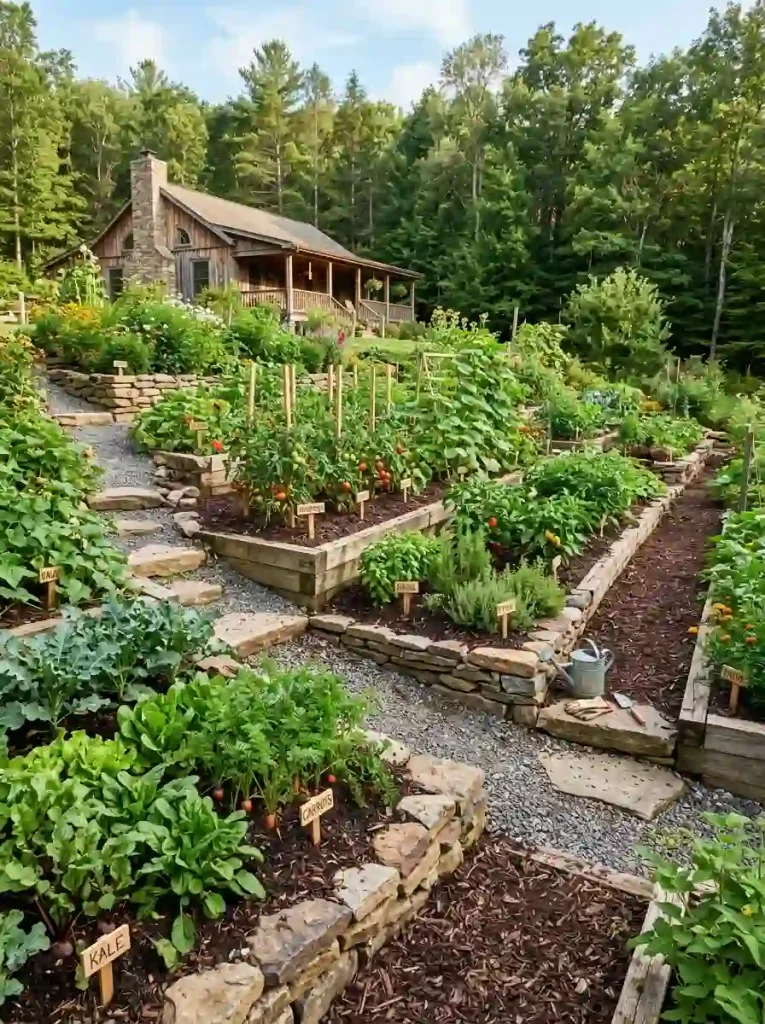 9. Combine a Retaining Wall With Raised Garden Beds