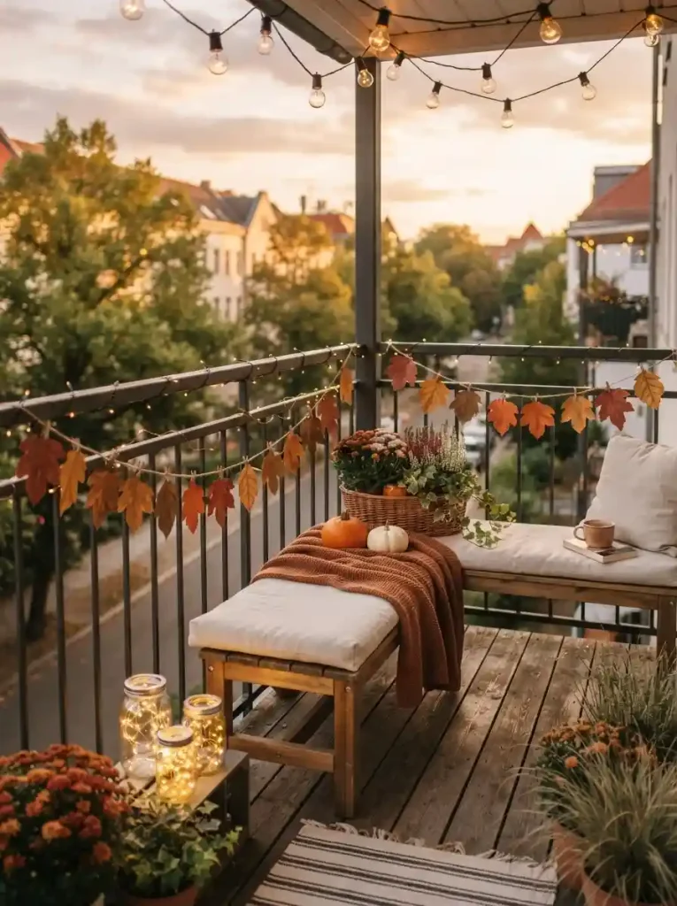 9. DIY Paper Leaf Garland Balcony