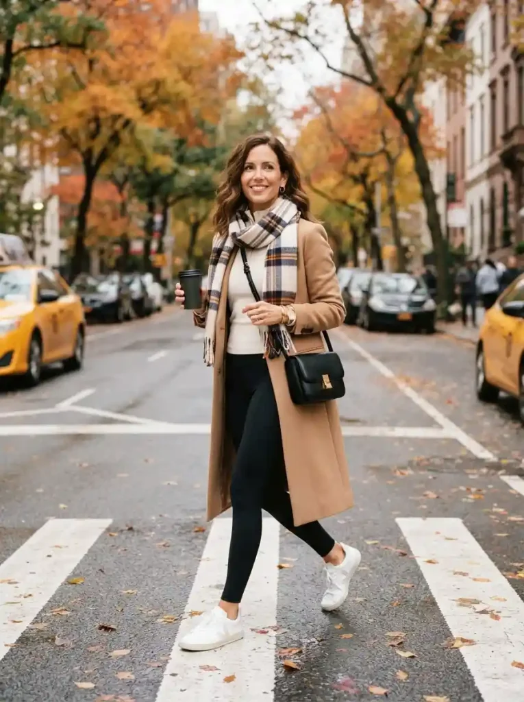 9. Longline Coat with Sporty Basics
