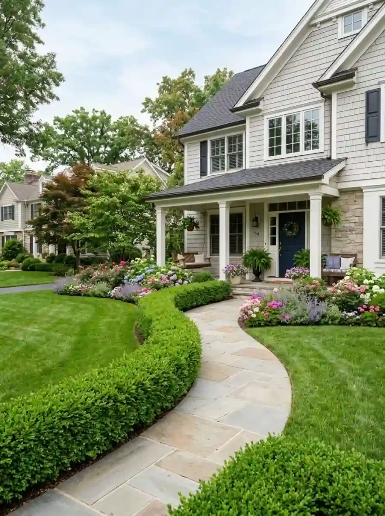 9. Low Hedge Along the Front Walk