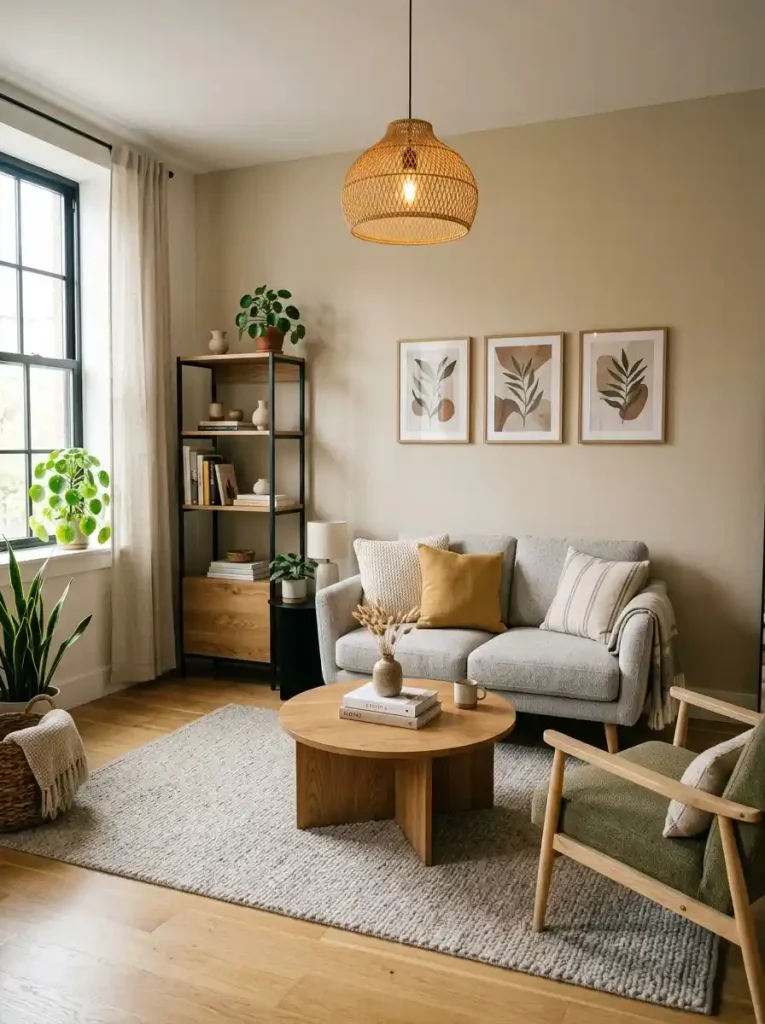 9. Round Coffee Table With A Compact Loveseat