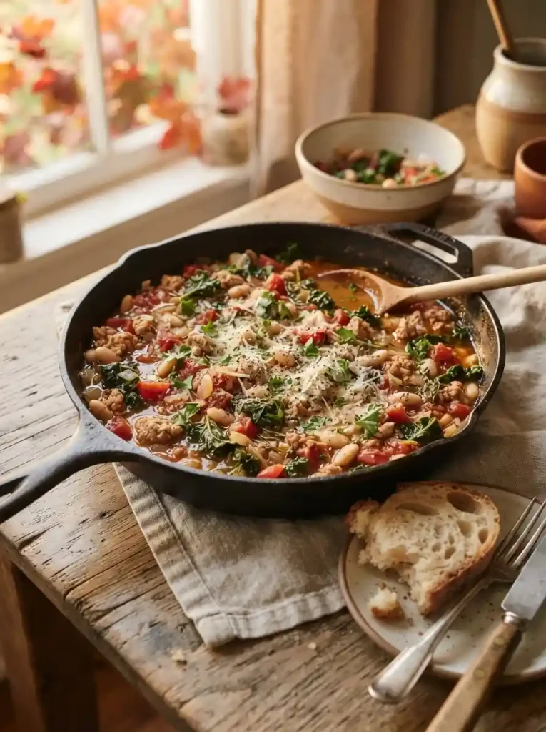 9. Rustic Turkey and White Bean Skillet