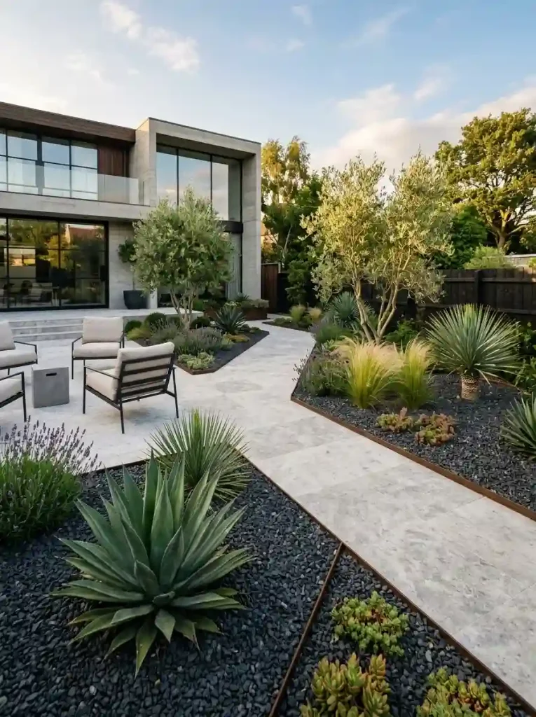 9. Use Two Gravel Tones to Define Planting Areas
