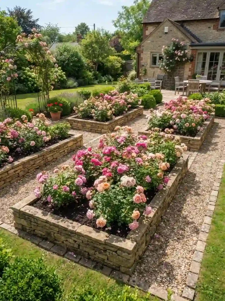 9. Use raised beds to give your rose garden structure
