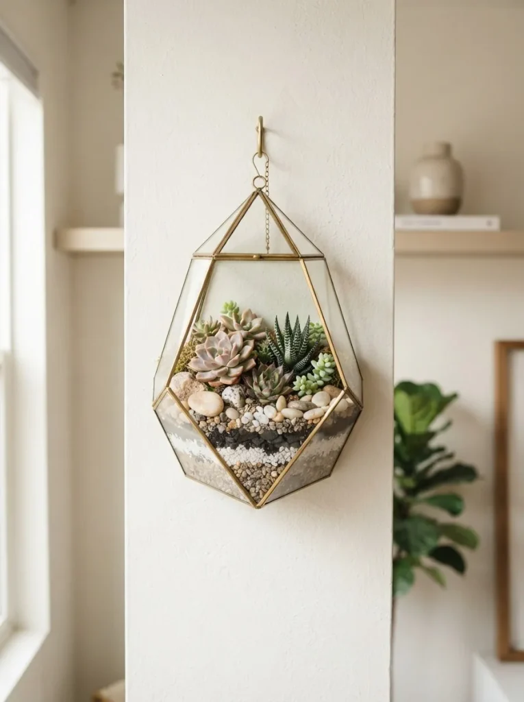 9. Wall-Mounted Succulent Terrarium