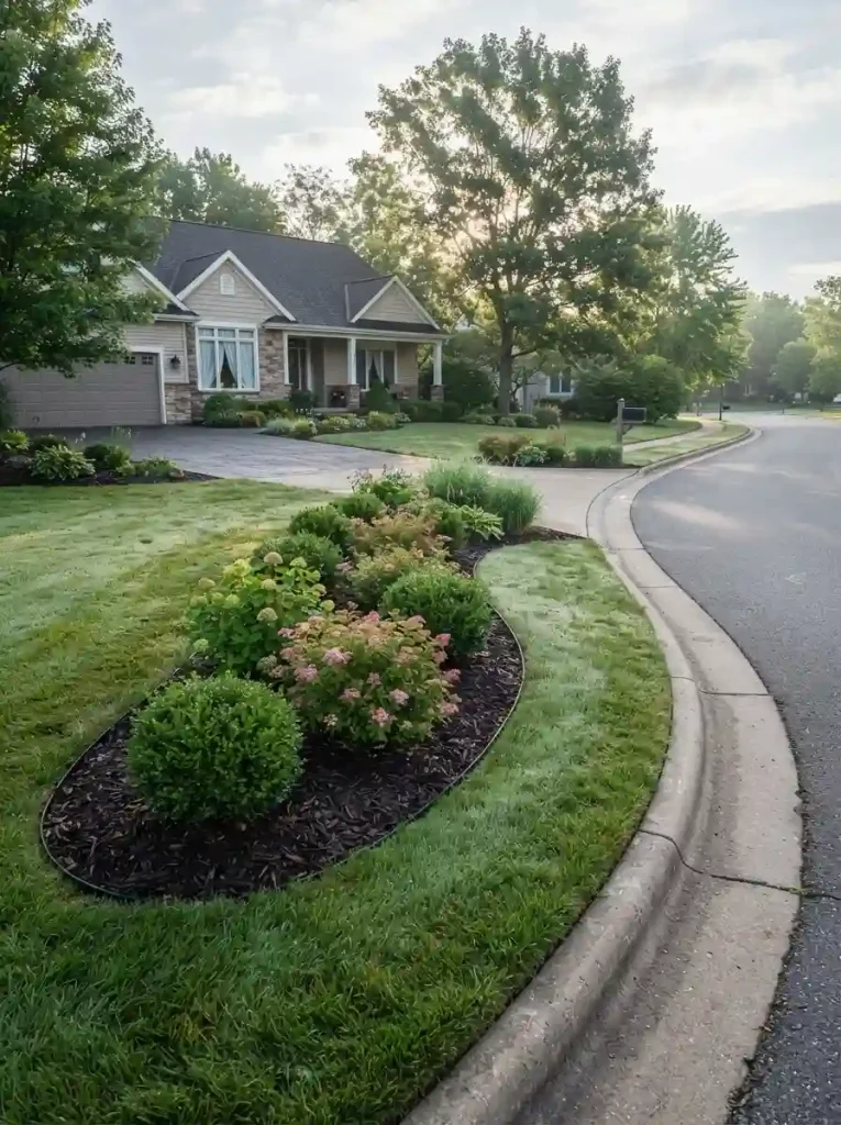 1. Anchor the entrance with a curved shrub bay
