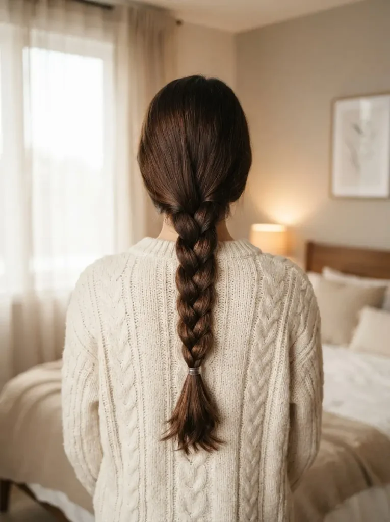 1. Classic Three-Strand Braid with a Cozy Winter Look