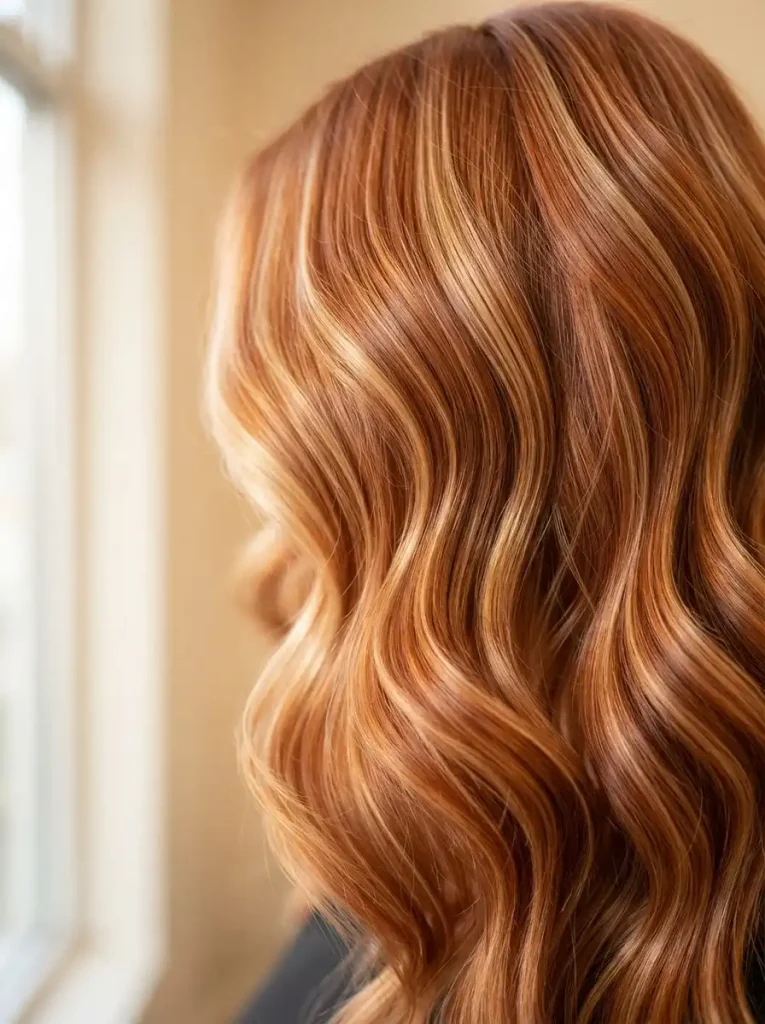 1. Copper Waves with Honey Blonde Ribbons