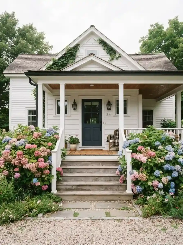 1. Flank Your Front Steps With Matching Shrubs