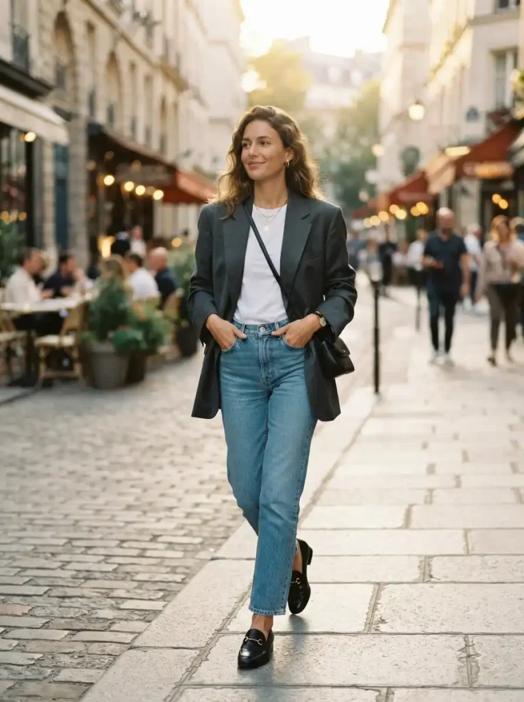 1. Oversized Blazer with Straight-Leg Jeans